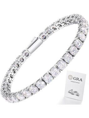 Elegant Moissanite Tennis Bracelet, 4.6-19CTW, Gold Plated, Waterproof